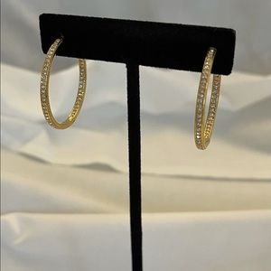 Nadri Medium Inside-Out Pave CZ Hoop Earrings